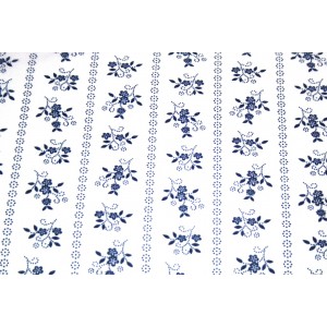10cm Baumwolldruck Landhaus Blumenstreif dunkelblau/weiss (Grundpreis 15,00/m) 